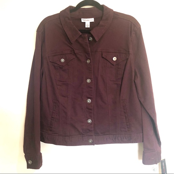 Style & Co. Jackets & Blazers - Wine colored brushed cotton jacket